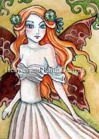 Diamond Painting Canvas - QS Red Haired Fairy - Click Image to Close